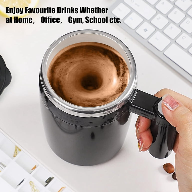 Topretty Self Stirring Mug - Rechargeable Automatic Magnetic Stirring Cup, 380ml Stainless Steel, With Brush & Lid
