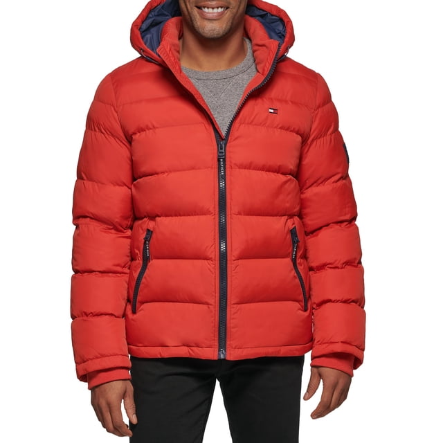 Chaqueta Tommy Hilfiger para hombre, con capucha, acolchada, color naranja XXL