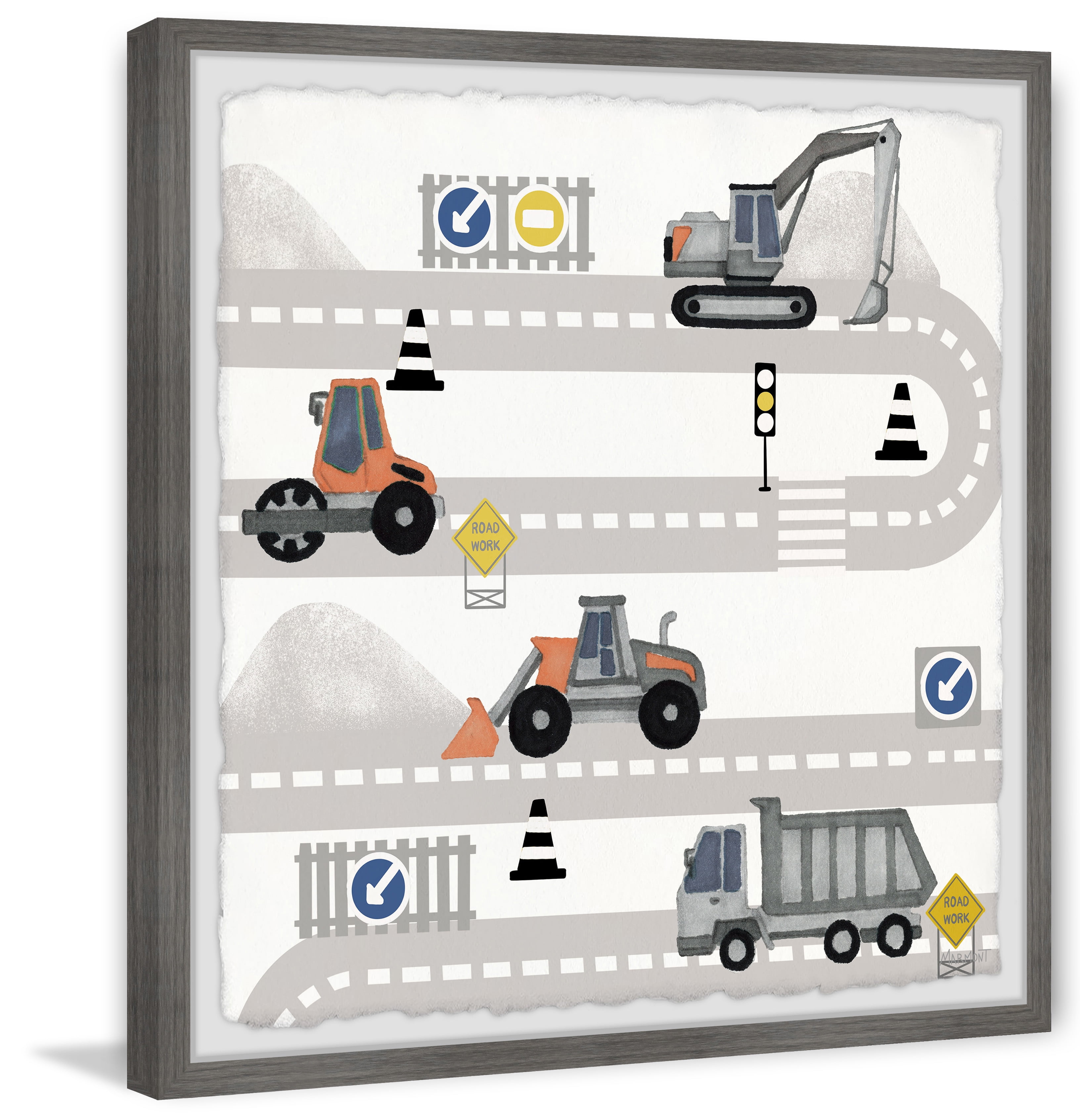 Marmont Hill Road Construction and Paving Machines Framed Wall Art