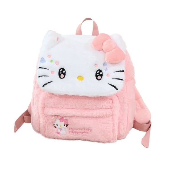 H13-inch Cartoon My Melody Kitty Plush Backpack Large Capacity Casual Bag Commuter Bag Storage Bag