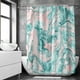 thumbnail image 3 of Cortina de ducha de tela impermeable, cortina de ducha de lujo con 12 ganchos, 71 x 71 pulgadas, cortinas de ducha lavables de pie, tela de poliéster para decoración del hogar del baño, arena movediza verde polvo ER, 3 of 7