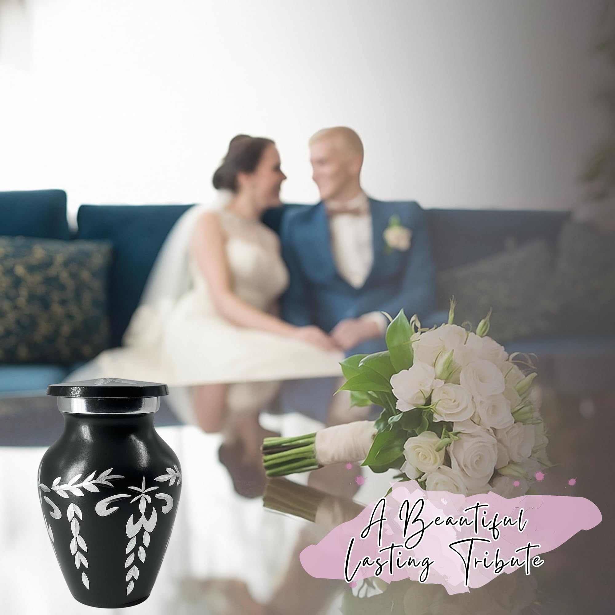 Nova NIche Gray Smoky Quartz Bloom Keepsake Cremation Urn with Handmade Floral Design, Keepsake for Human Ashes with Velvet Box - (3 in.)