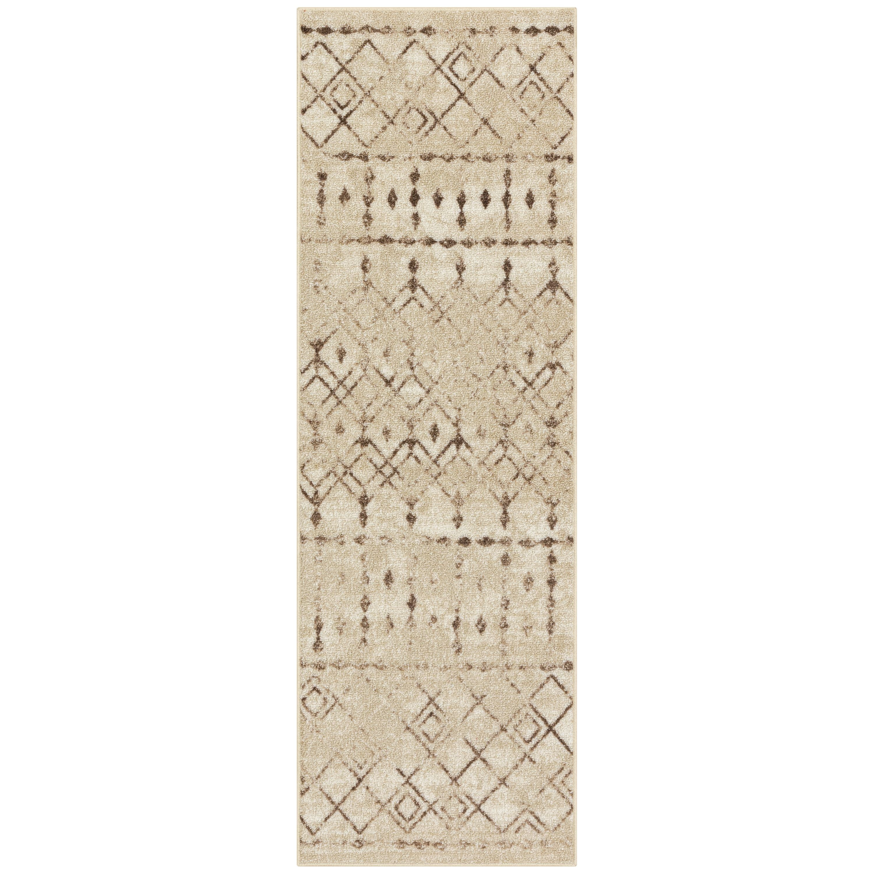 Mainstays Bohemian Diamond Brown Indoor Hallway Runner Rug, 2' x 6