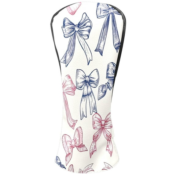 Golf Club Covers PU Leather Waterproof Head Covers for Fairway Woods Hybrids Bow Pattern Unisex Fits Most Brands