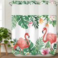 thumbnail image 3 of Pink Flamingo Birds No Hook Shower Curtain Waterproof, Bathroom Curtains with Snap in Liners and See Through Top Window, Summer Tropical Plants Flowers Hotel Style Bathtub Curtains Shower 72"Wx72"L, 3 of 8