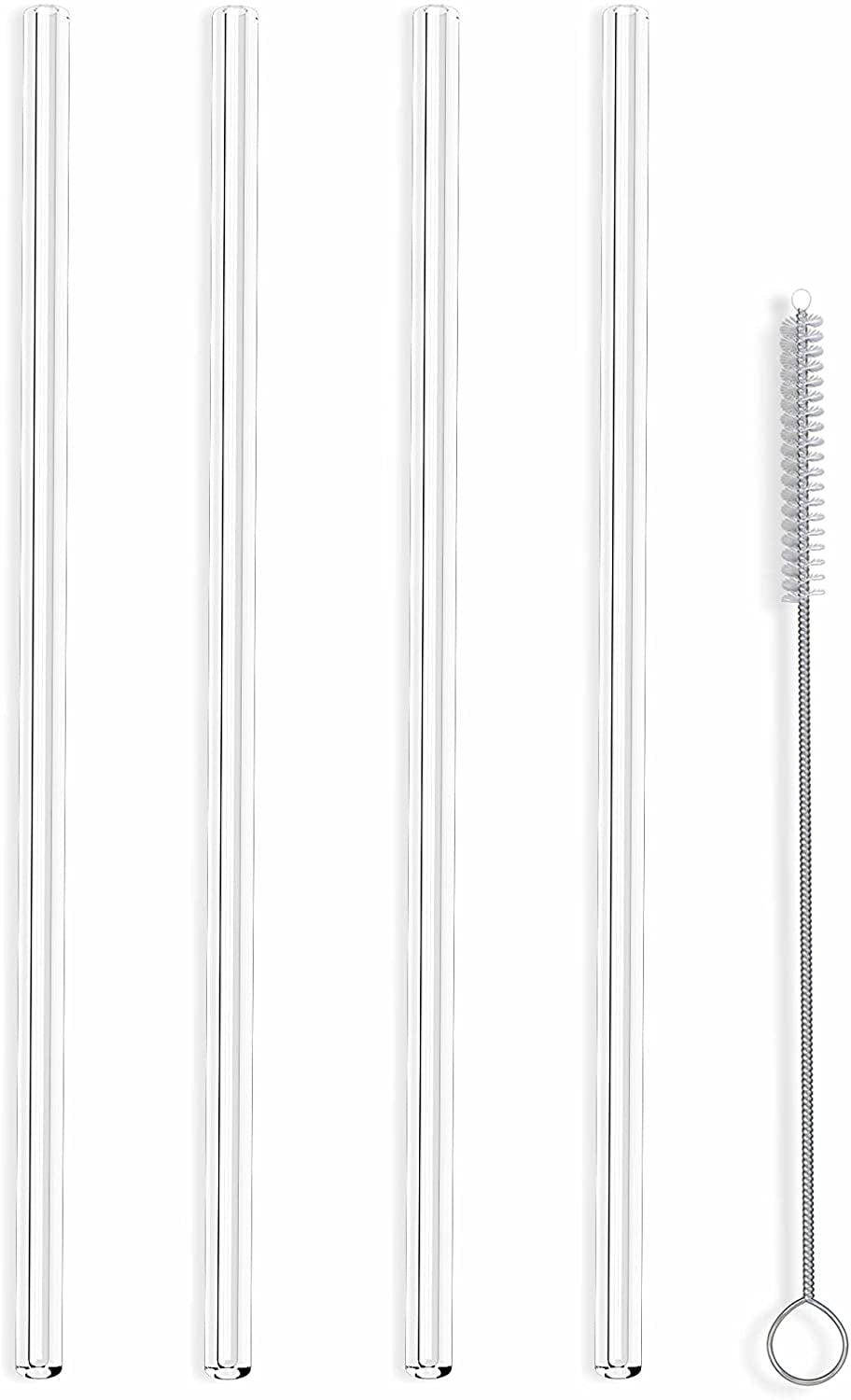 THRISTO Glass Straw 16-Pack- Glass Straws Shatter Resistant 7 Bent & 7  Straight, 10”x10mm, 2x Cleaning Brushes- Foam Wrap Secured- Ideal for Hot