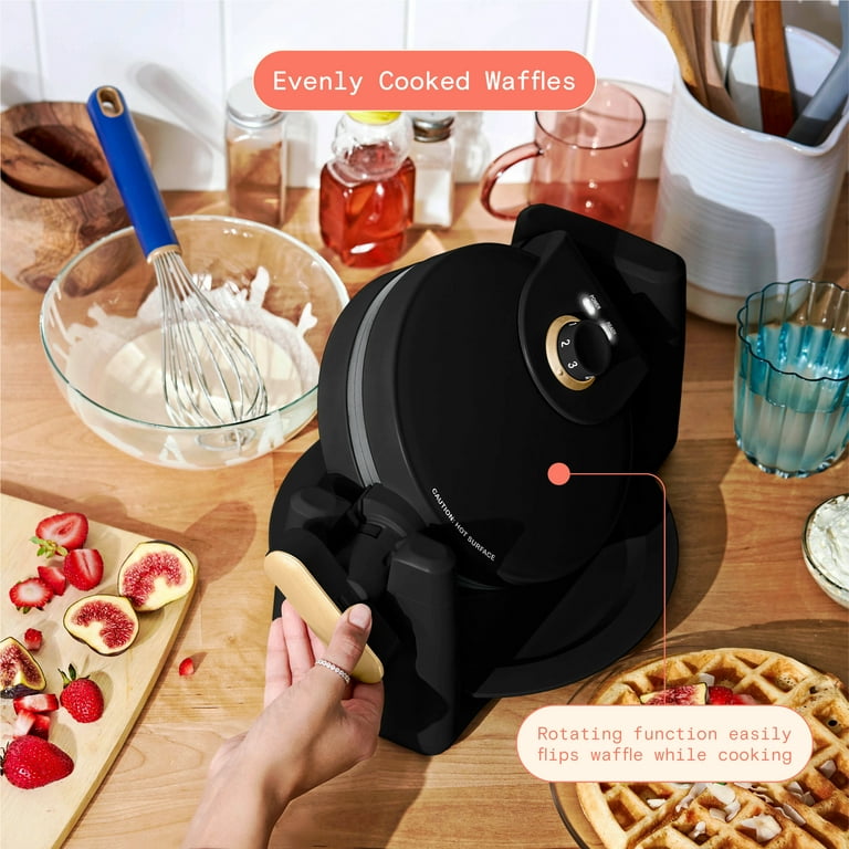 Beautiful Rotating Belgian Waffle Maker, Black Sesame by