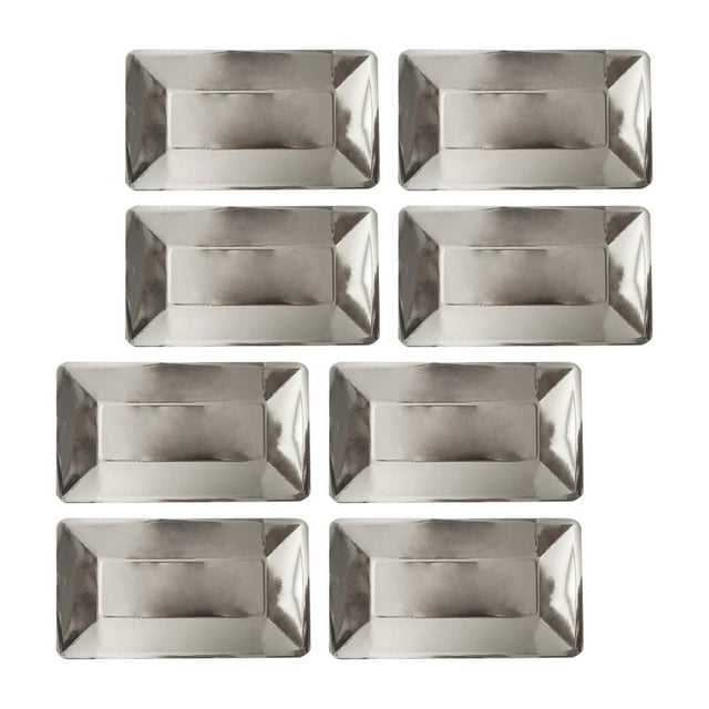 8 platos desechables, platos de papel rectangulares de aluminio, platos de vajilla, platos para fiestas Plata