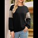 thumbnail image 4 of Sudadera Informal de Gran Tamaño para Mujer, Cuello Redondo, Bloques de Color, Holgada, Tipo Jersey. Negro XL, 4 of 7