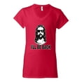 thumbnail image 2 of Wild Bobby Jesus: Ill Be Back Inspirational/Christian Women Standard V-Neck Tee, Red, Large, 2 of 5