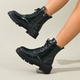 thumbnail image 6 of Willtoo Women's Platform Combat Boots Stylish Fashion Lace-Up Ankle Short Bootie Punk Motorcycle Leather Boots for Fall Winter, 6 of 6