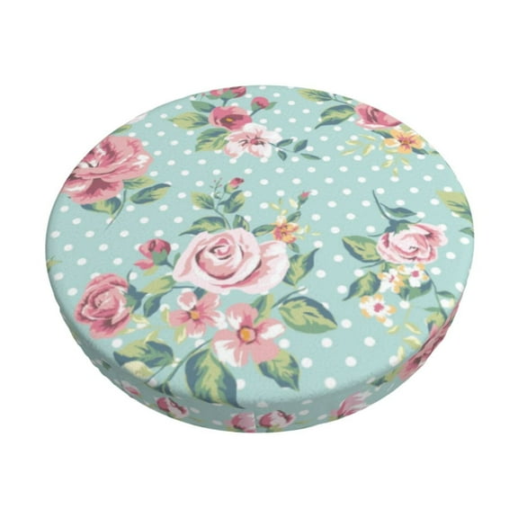 Naloa Vintage Floral Round Bar Stool Cushion Cover 12-14 inch, Fits Kitchen, Office, Restaurant Chairs - 12 inch