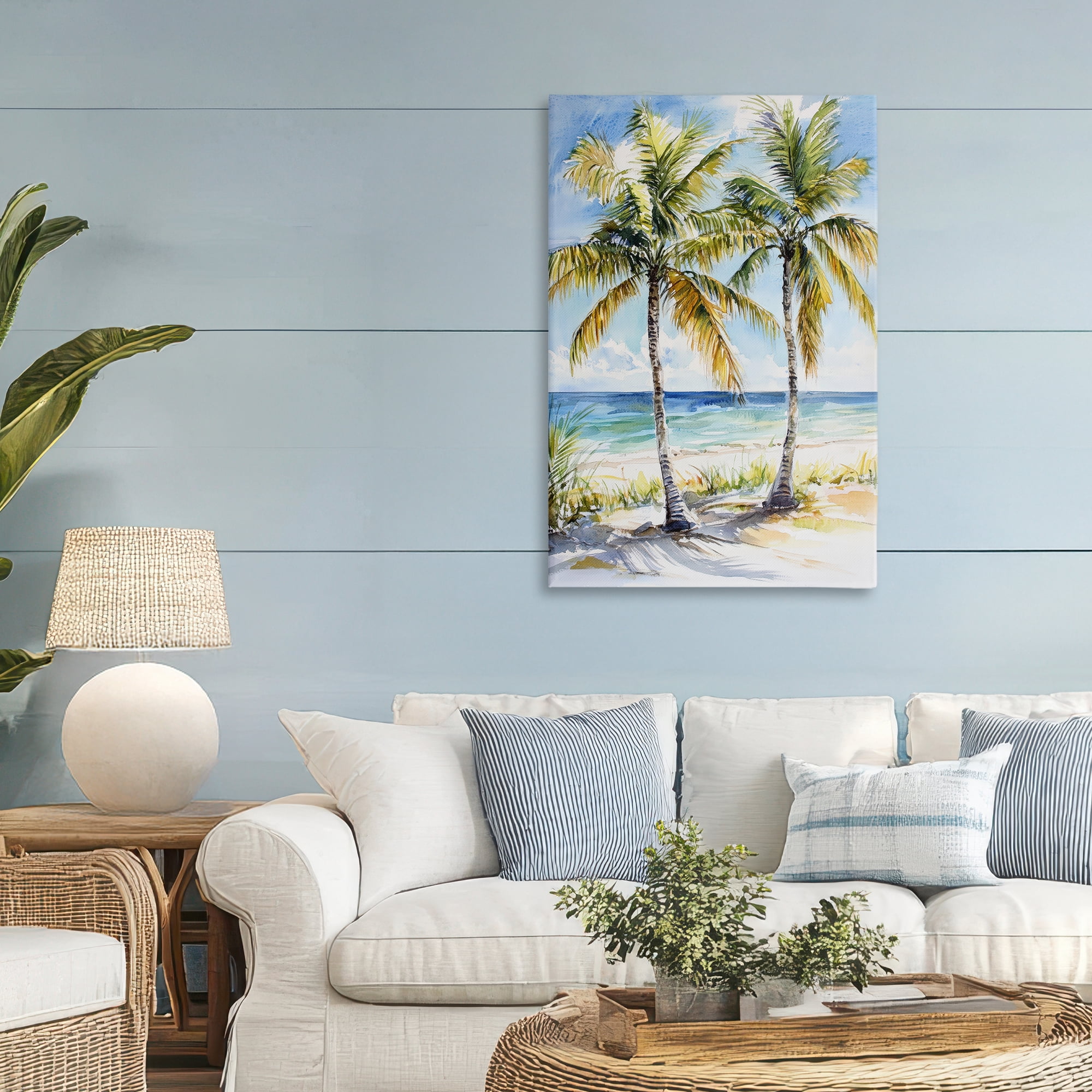 Stupell Industries Sandy Palms Duo Ocean View Canvas Wall Art, design by Petal Prints Design
