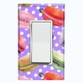 thumbnail image 1 of Metal Light Switch Plate Cover Colorful Macaron Dessert Purple Polka Dots CAK028, 1 of 13
