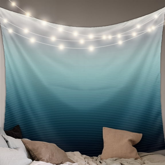 Grey Turquoise Ombre Tapestry for Bedroom Wall Hanging Tapestry,Teal Modern Geometric Striped Abstract Art Ceiling Backdrop Tapestries Poster Blanket Wall Decor for Teens Room Living Room 39" x 59"
