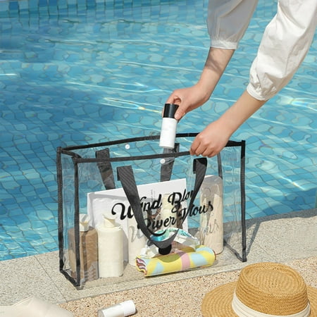 

Fufafayo Today Deals Large Capacity Swimming Bag Transparent Visible Handheld Storage Bag Thickened PVC Wash Bag Portable Beach Bag
