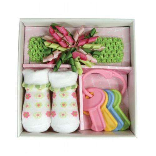 Stephan Baby Swirly Flower Collection 3 Piece Baby Girl Gift Set Ages 0-6 Months