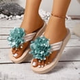 thumbnail image 2 of Bibifish Womens Flip Flops Flower Decor Flat Sole Thong Sandals Casual Lightweight Summer Beach Slippers, 2 of 7