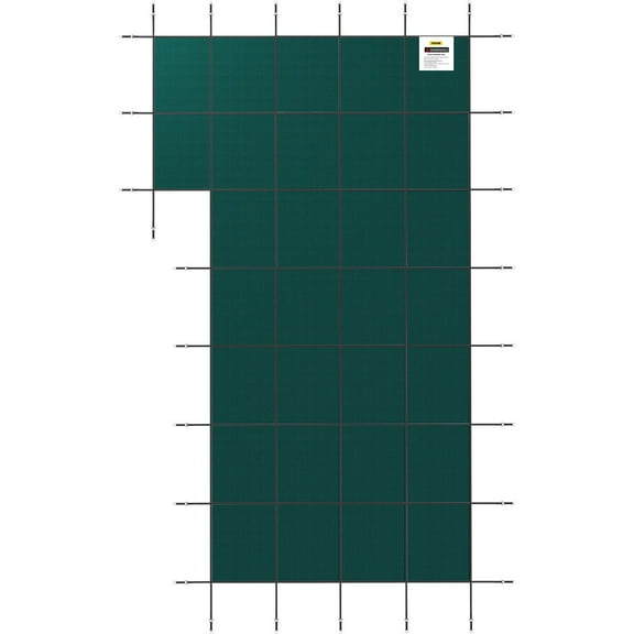18x34 Mesh Winter Pool Safety Cover for Rectangular Inground Pools | Left-Hand Step | Triple-Stitched for Durability, Includes Anchors