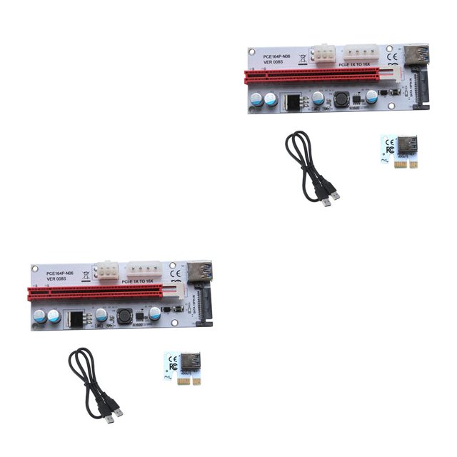 Maytalsory Carte Rehausseur PCI-E 1x à 16x Adaptateur d'Extension avec Interface SATA 6 Broches 4 Broches Rouge 2Ensemble
