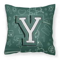 Carolines Treasures Letter Y Back to School Initial Canvas Fabric Decorative Pillow 14Hx14W multicolor