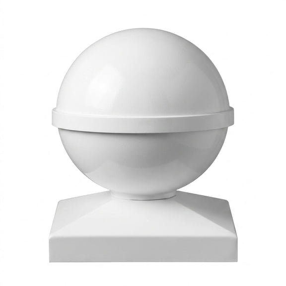 Classy Caps 4x4 Ball Post Cap - Fits 4"x4" Posts - White Vinyl (PVC)