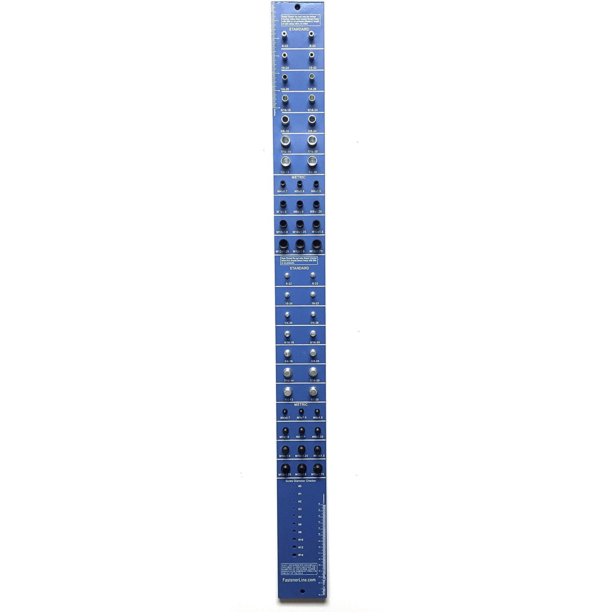 Fastener Line SAE and Metric Bolt Gauge Check a Thread Fastener Tool Blue