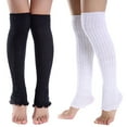 thumbnail image 1 of SPRING PARK Fashion Women's Ruffle W-shaped Solid Color Knee High Knitted Leg Warmers Pleated Long Yoga Boot Cover Socks, 1 of 3