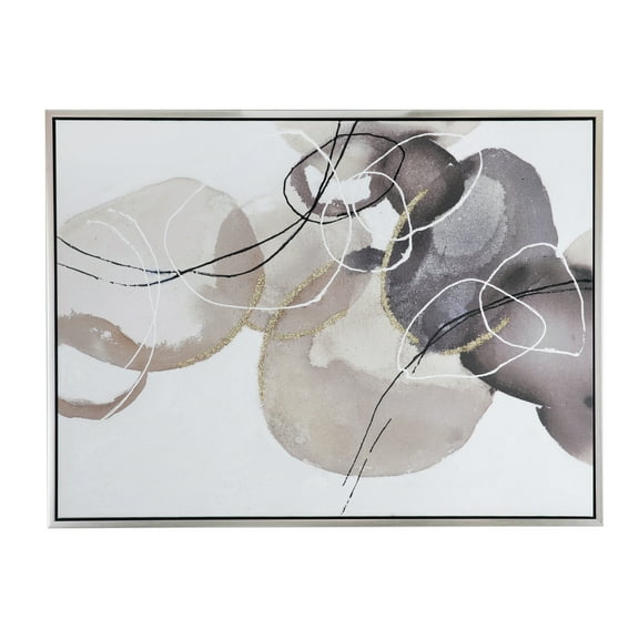 A&B Home Think of You I Watercolor Oil Painting on Frame - 47"W x 35.5"H x 1.5"L - Grey/Silver