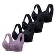 thumbnail image 2 of Women's Non Ring Non Marking Back Lifting Breasts Gathered Underwear Soft Skin Friendly Front Open Buckle Bra 4 PC, 2 of 7
