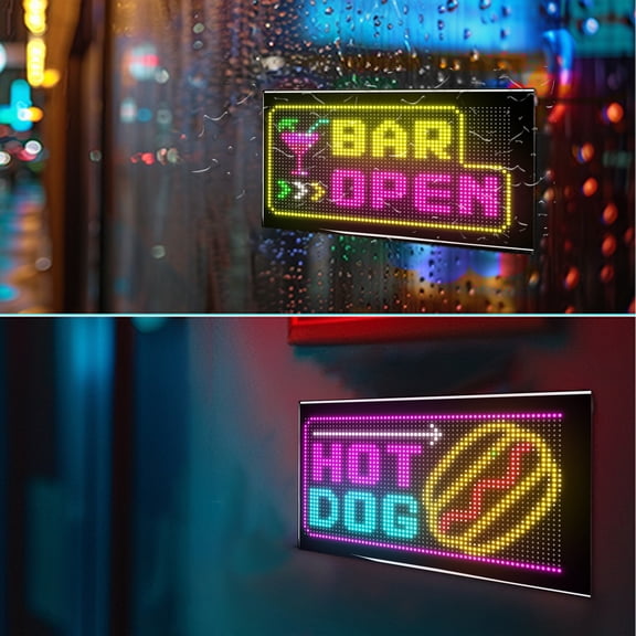 32×64 RGB LED Matrix Panel - APP & Remote Controlled Pixel Art Sign for Business, Events & Car Decor (Black)