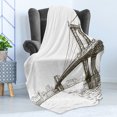 thumbnail image 4 of New York Soft Flannel Fleece Throw Blanket, Digital Drawn Brooklyn Bridge Unusual Graffiti Style Old Urban Cityscape Print, Cozy Plush for Indoor and Outdoor Use, 70" x 90", Brown White, by Ambesonne, 4 of 5