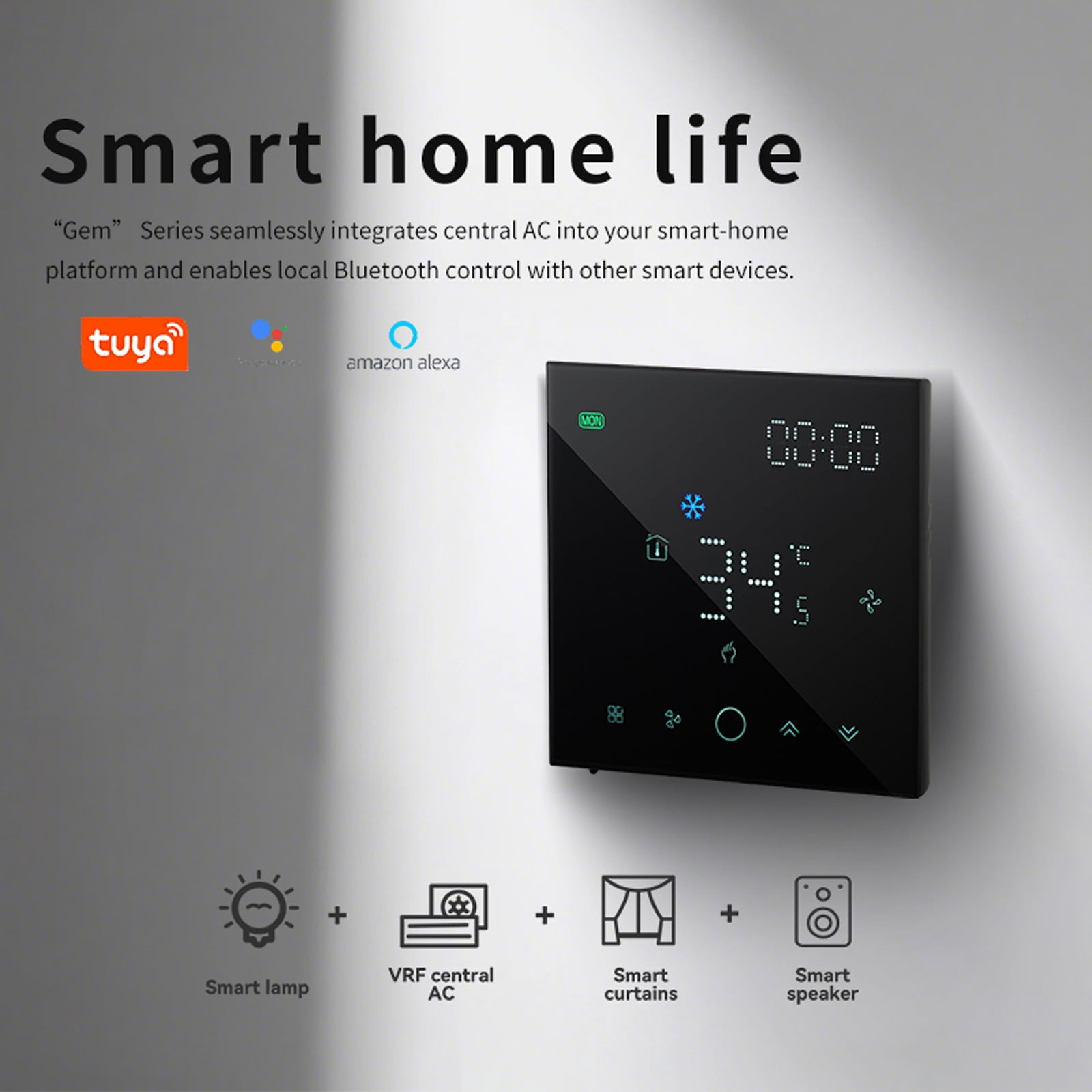 ZigBee VRF/VRV Central Air Conditioning Thermostat - Digital Temperature Controller with Tuya Smart Life App, Remote Control for Home Automation