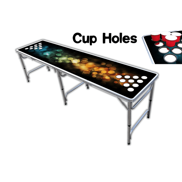 8Foot Professional Beer Pong Table w/ Cup Holes Bubbles Edition