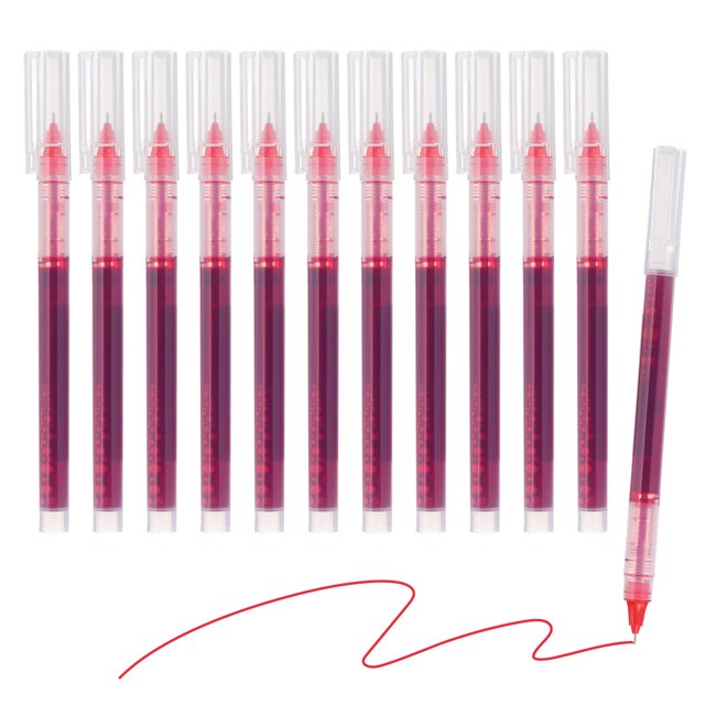 Uxcell Gel Pen Medium Point 0.5mm, 24 Pack Quick Dry Smooth Gel Ink Rollerball Pen for Home Office Writing Note Taking Journaling Business, Red