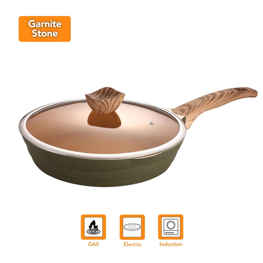 10 Inch Frying Pans Nonstick Pan with Lid Skillets Nonstick with Lids Non Stick Pan Cooking Pan Fry Pan Skillet with Lid Large Frying Pan Navy Stone Coated Nonstick Frying Pan with Lid 