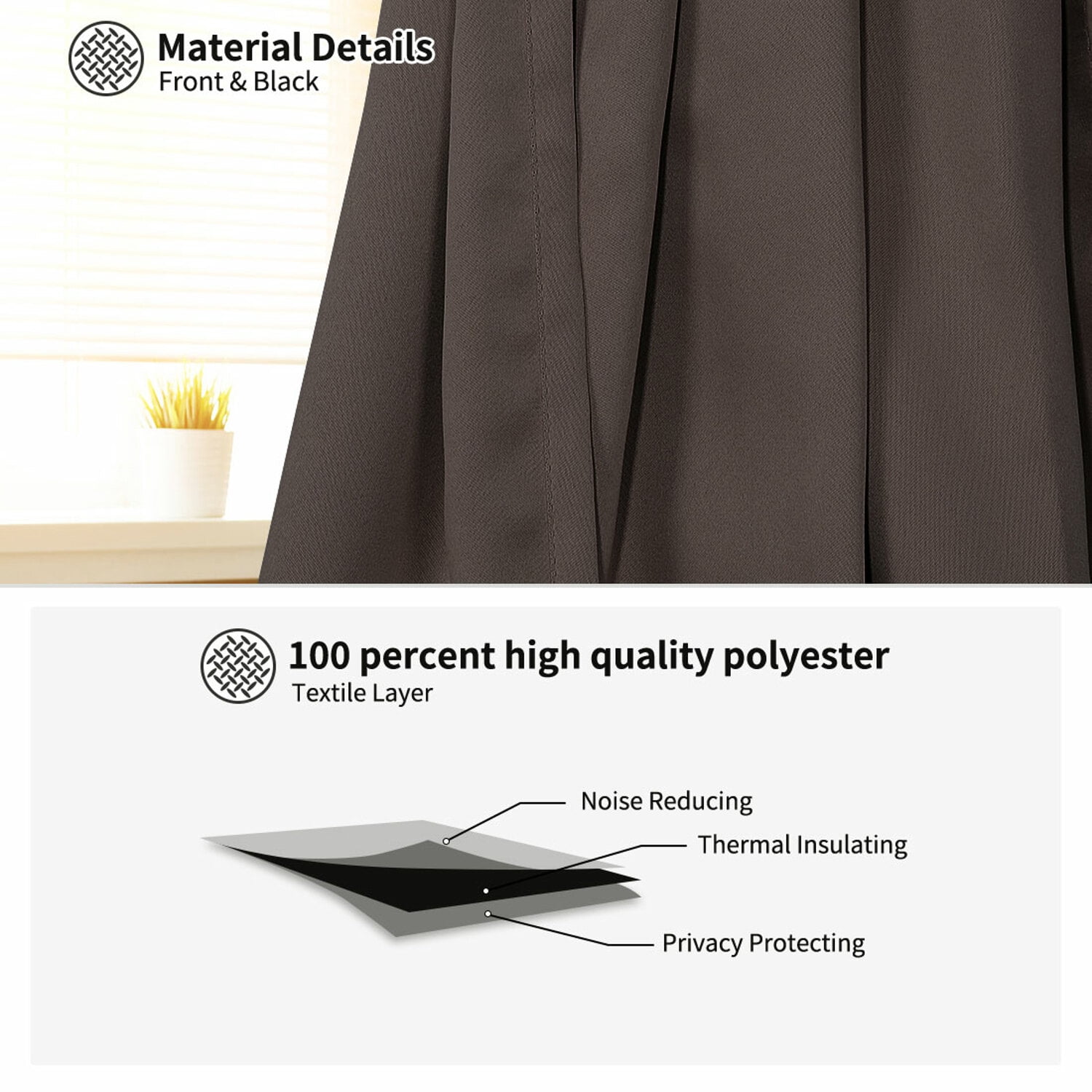 Unique Bargains Solid Window French Door Curtain Panel Coffee 25" x 72"