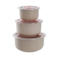 thumbnail image 6 of 3-Piece Wheat Straw Nesting Bowls with Lids Leak-Proof Microwave and Freezer Safe Set in Gray Pink Blue White, 6 of 8