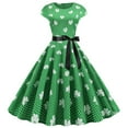 thumbnail image 2 of Ichuanyi Woman Dress, Summer Women St. Patrick's Day Retro O-Neck Printed Short-Sleeve Big Swing Dress, 2 of 9