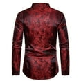 thumbnail image 4 of QATAINLAV Mens Silk Dress Shirts Long Sleeve Button Down Shirt Slim Fit Stand Collar Blouse Tops Luxury Prom Paisley Shirt for Wedding Party Red XL Lightning Sales Today, 4 of 5