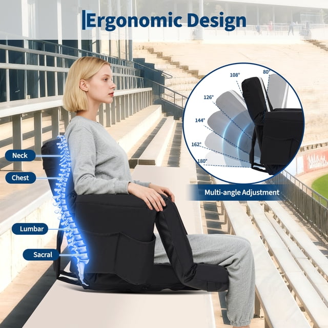 Kojooin Ensemble de 2 Chaises de Stade Portatives Inclinables, Dossier Rembourré et Accoudoirs Réglables pour Gradins
