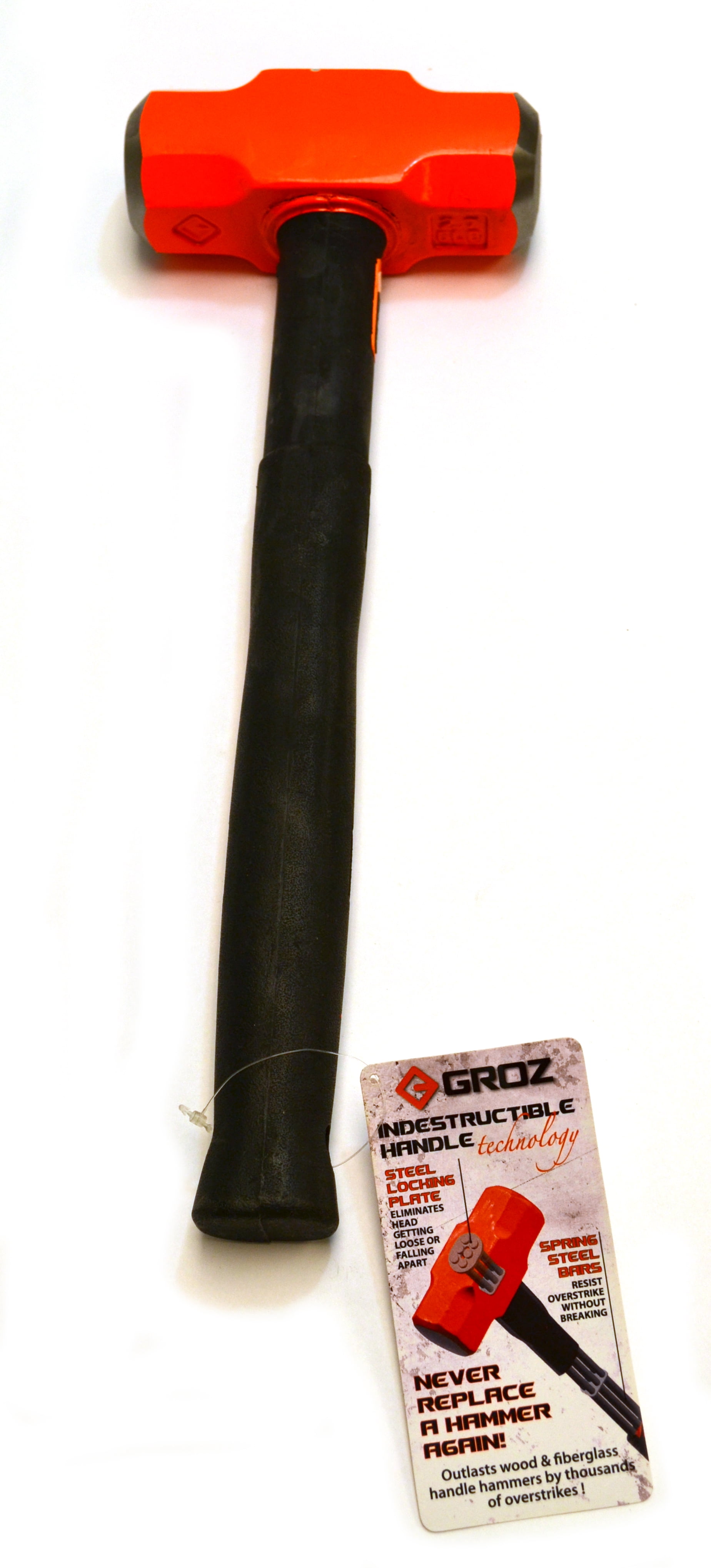 Groz 34521 Indestructible Handle Sledge Hammer with 6-Pound Head and 16-Inch Handle (52 - 56 HRC) with LIFETIME WARRANTY