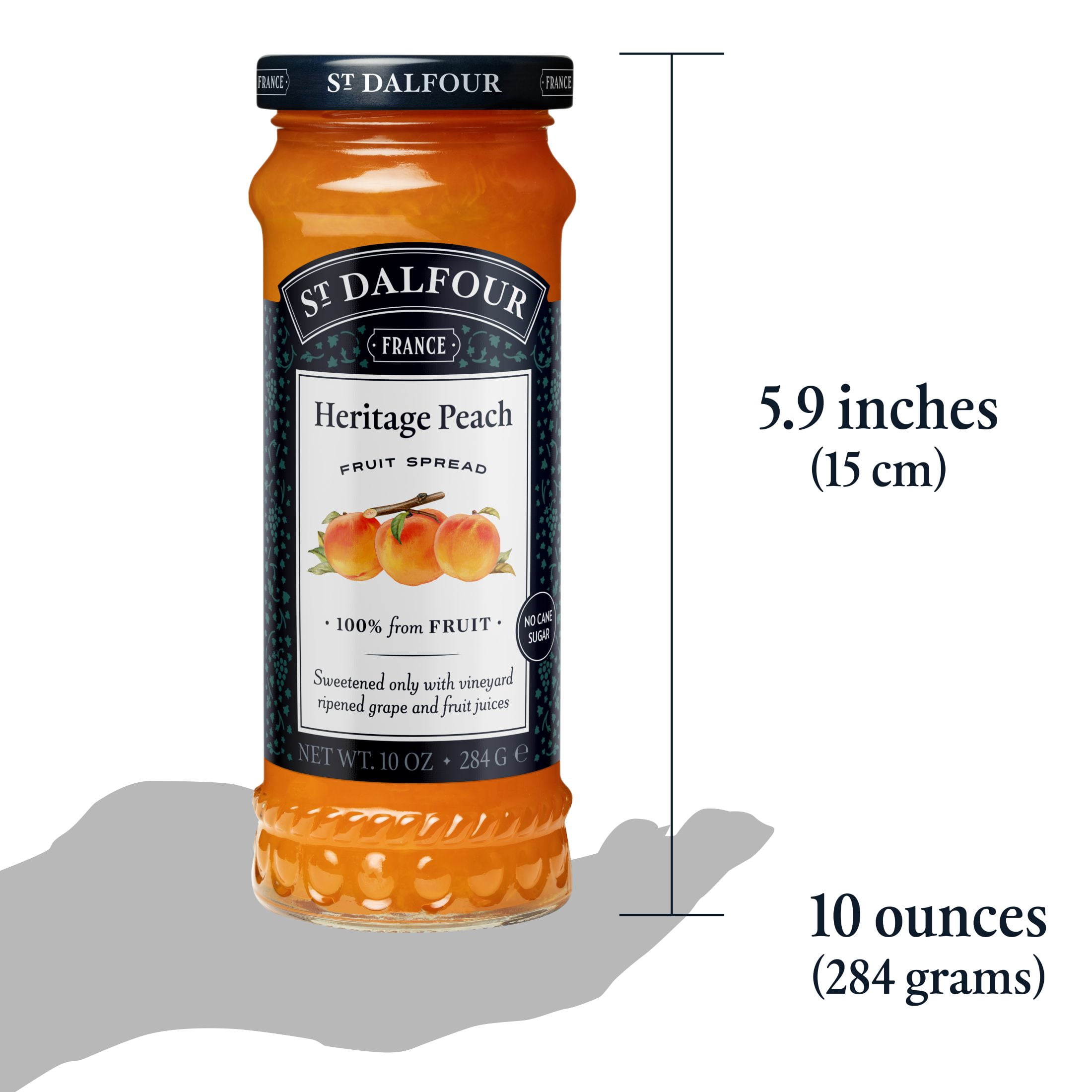 (2 pack) St Dalfour Heritage Peach Fruit Spread, 100% from Fruit, Vegan & Gluten Free, 10 oz Jar