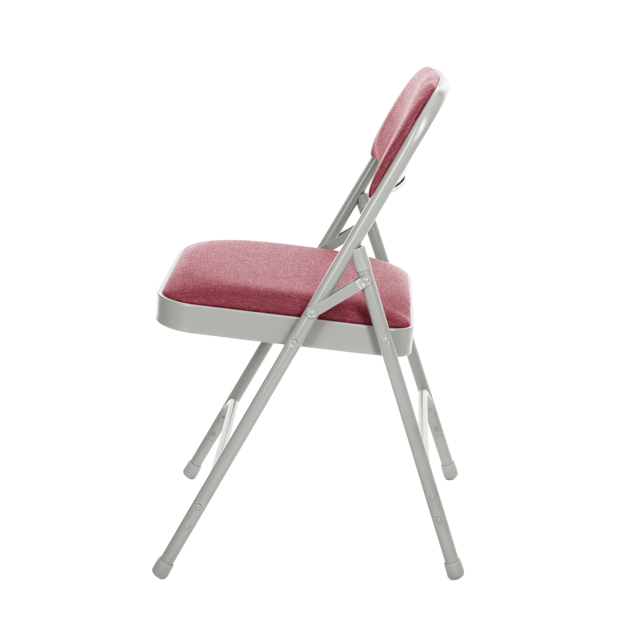 Hampden Furnishings Bernadine Fabric Padded / Steel Folding Chair, Grey/Burgundy, 4 Pk