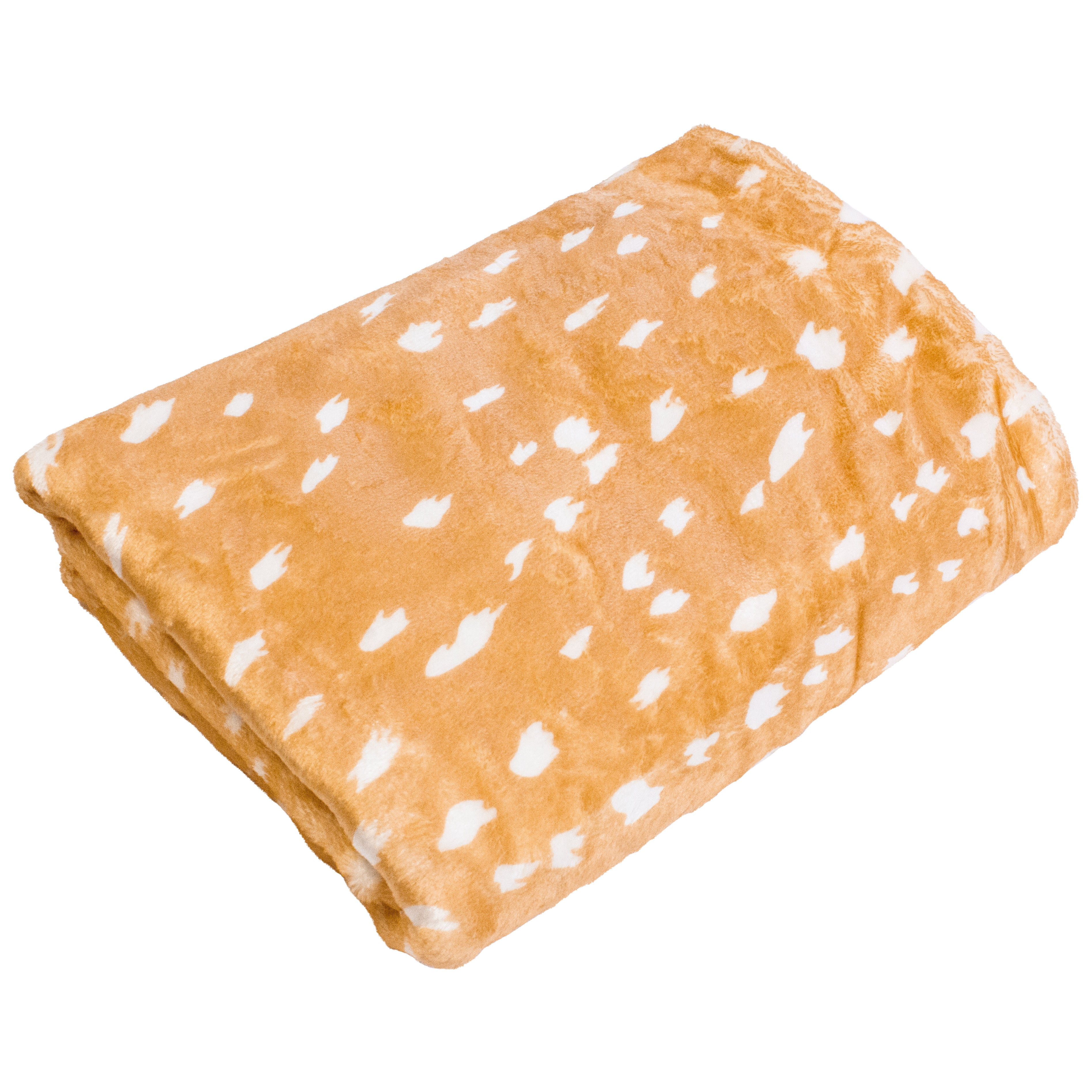 Everything Comfy Deer Fawn Print Decorative Throw Blanket, 30" X 40", Tan