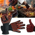 thumbnail image 2 of Wovilon Oven Mitts High Temperature Resistant Bbq Fireproof Flame Retardant Baking Insulation Glove, 2 of 9