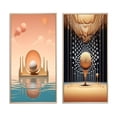 thumbnail image 2 of Designart "Futurisme Graphique Bonheur Architectural Rétro IV" Paysage Abstrait Encadré d'Art Mural Ensemble de 2 - Moderne Rose Encadré Toile Ensemble pour la Décoration du Salon, 2 of 6