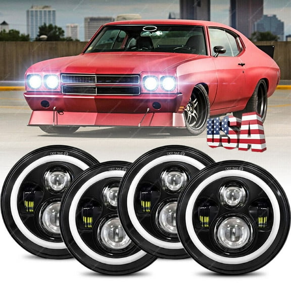 5.75" 5-3/4 Halo LED Headlights High Low Beam 4PCS For Chevy Chevelle 1964-1970