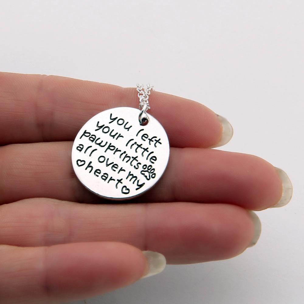 Sexy Sparkles &quot;you left your little paw prints all over my heart &quot; Necklace pet Paw Print necklace Dog Cat Lover Gift Jewelry - image 2 of 2