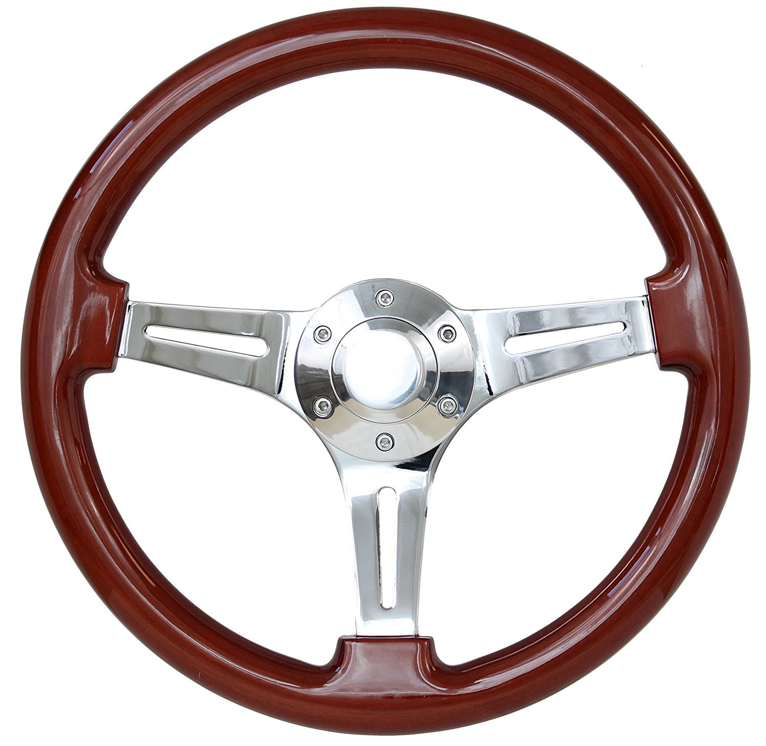 Forever Sharp Classic Wood Grain Steering Wheel Chrome 350mm